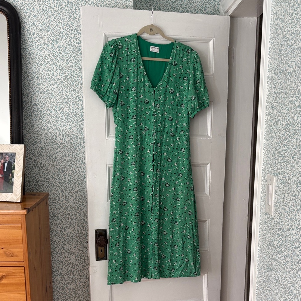 Frank & Oak Green Floral Midi Dress